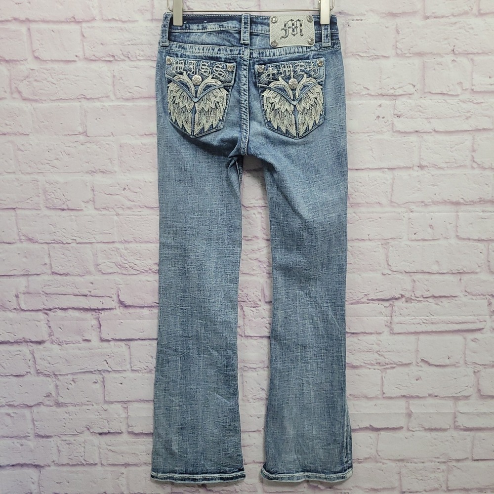 Miss Me Low Rise Bootcut Jeans Womens Sz 23 Fits 26 Embellished Sequins Y2K - Picture 2 of 10